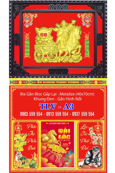 Bìa lịch gập khung nâu Con Giáp Tài Lộc