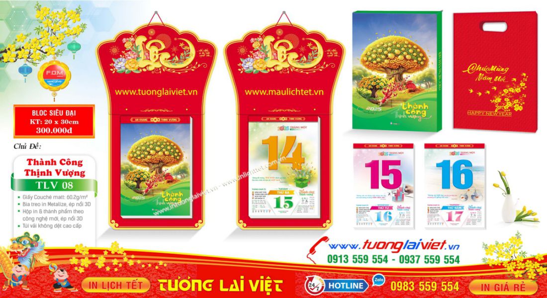 Mẫu Lịch Bloc Chữ Lộc