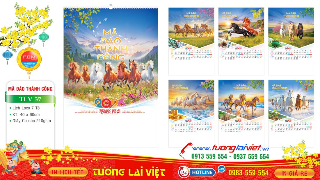 Lịch Lò Xo 7 Tờ Mã Đáo Thành Công