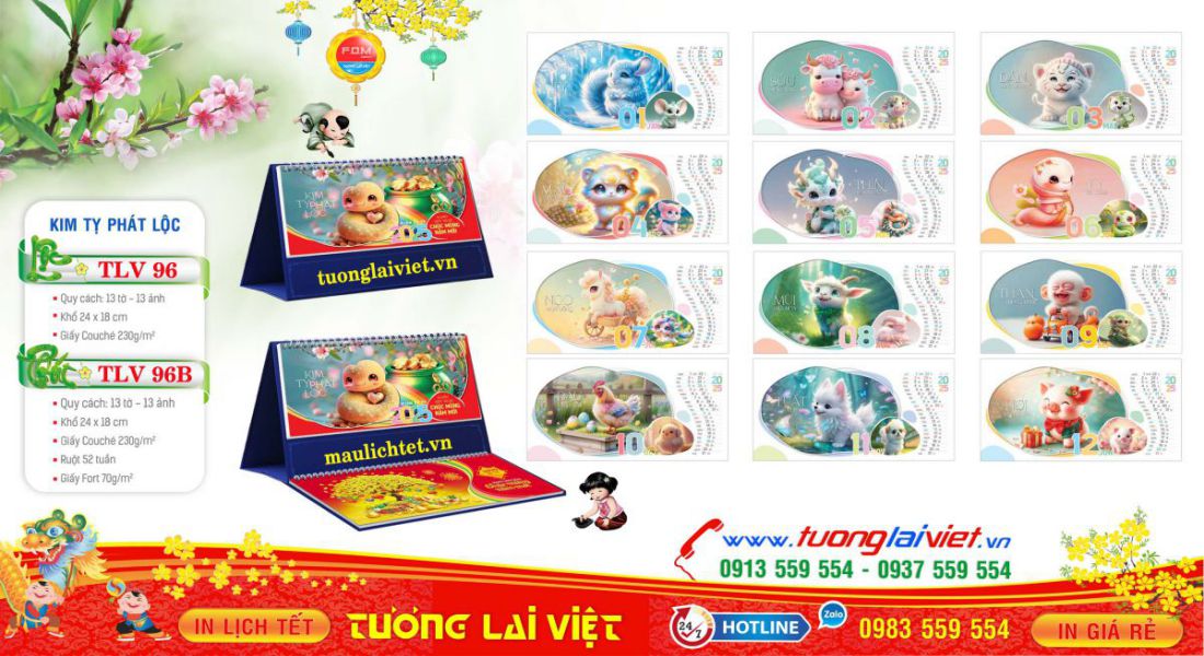 Mẫu Lịch Để Bàn 12 Con Giáp