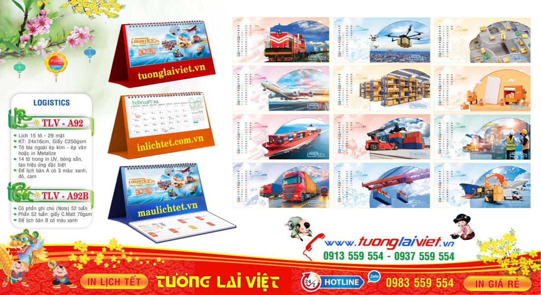 Mẫu Lịch Để Bàn logistics Vận Chuyển