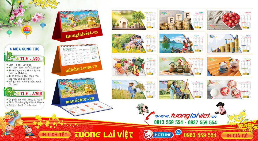 Mẫu Lịch Để Bàn Tết Sum Vầy