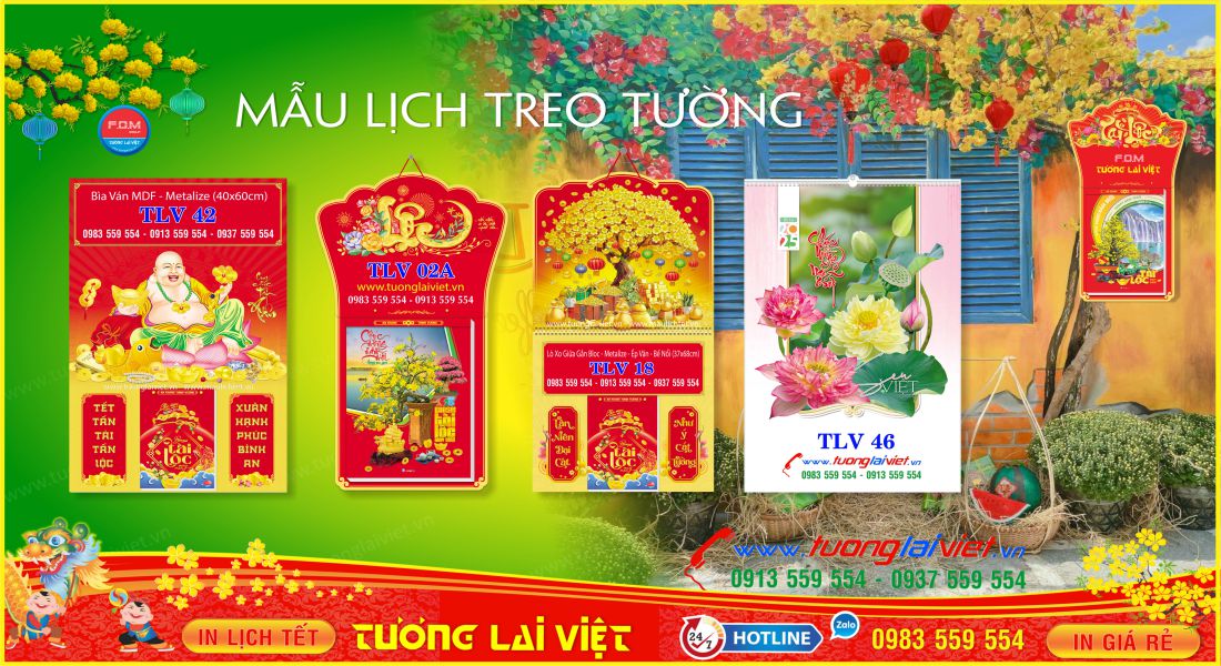 Mẫu Lịch Tết Treo Tường